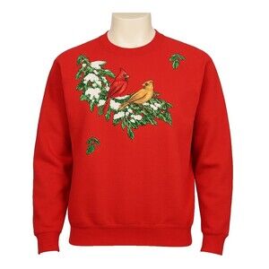 Tultex Christmas Sweatshirt Women’s 2X Red Cardinals Holiday Vintage Pullover 90
